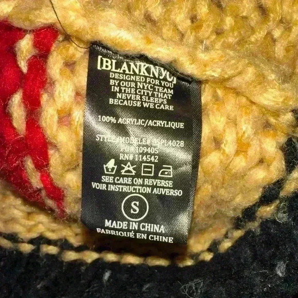 BlankNYC Wool Mix Crochet Multicolor Colorblock & Striped Chunky Sweater /Size S - Picture 14 of 15